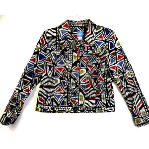 Lark Lane Jacket Women's Sz 10 Short Black Red Western Geometric Career Casual